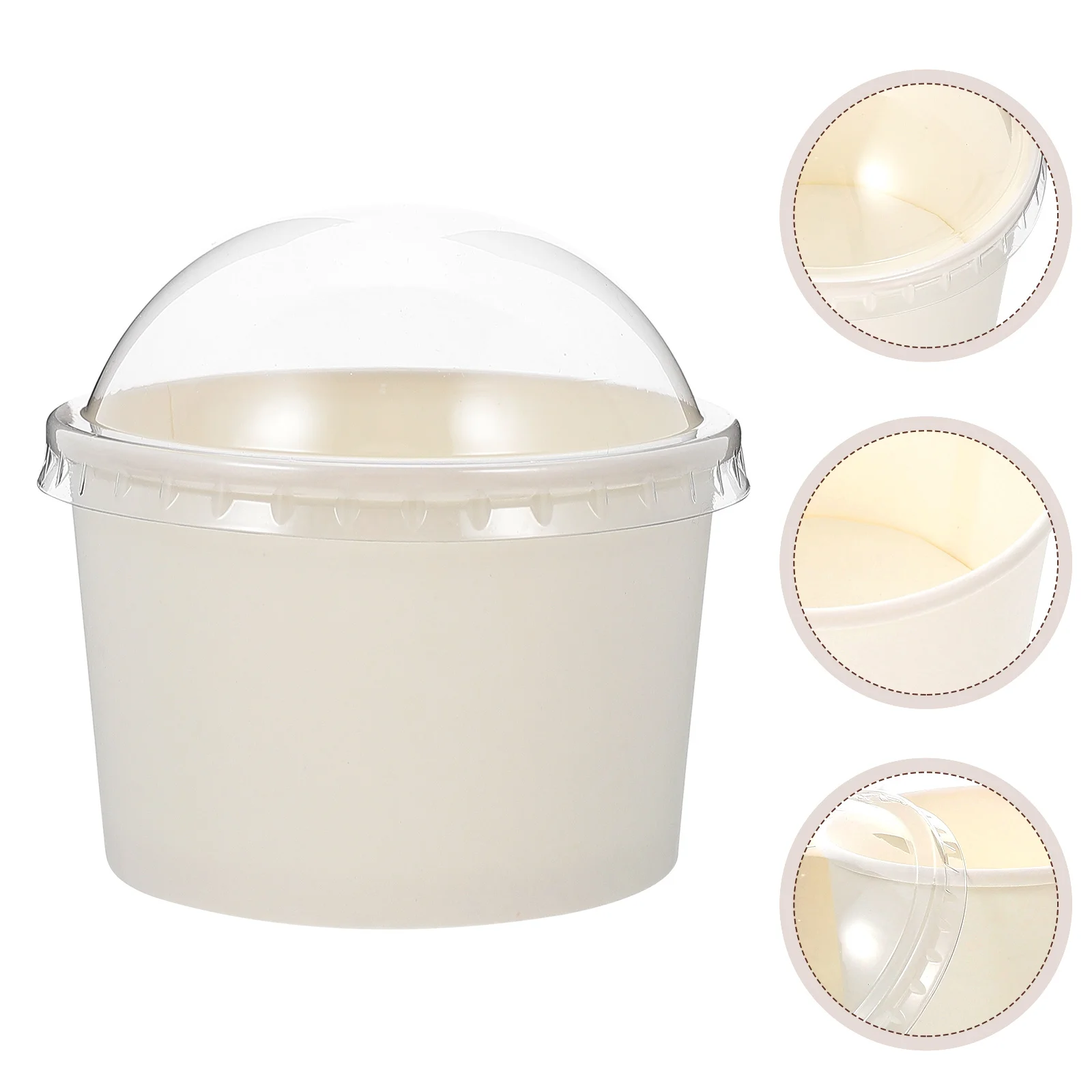 

50 Sets Ice Cream Cups Bowl Paper Pudding Packaging Dessert Bowls Disposable Cold Soup