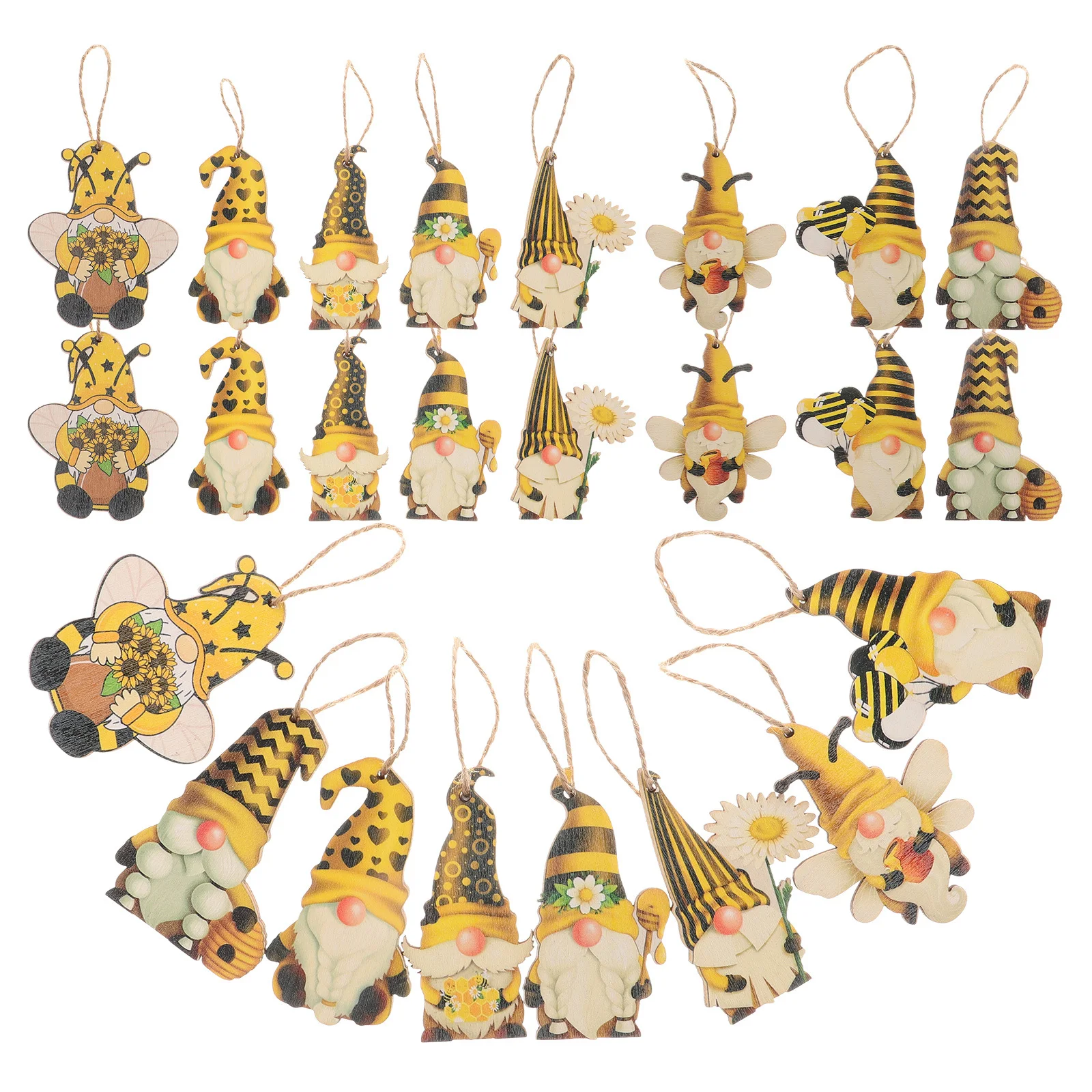 

40Pcs Sunflower Gnome Wooden Hanging Decorations Car Interior Pendants Easy Install Unique Christmas Holiday Accessories