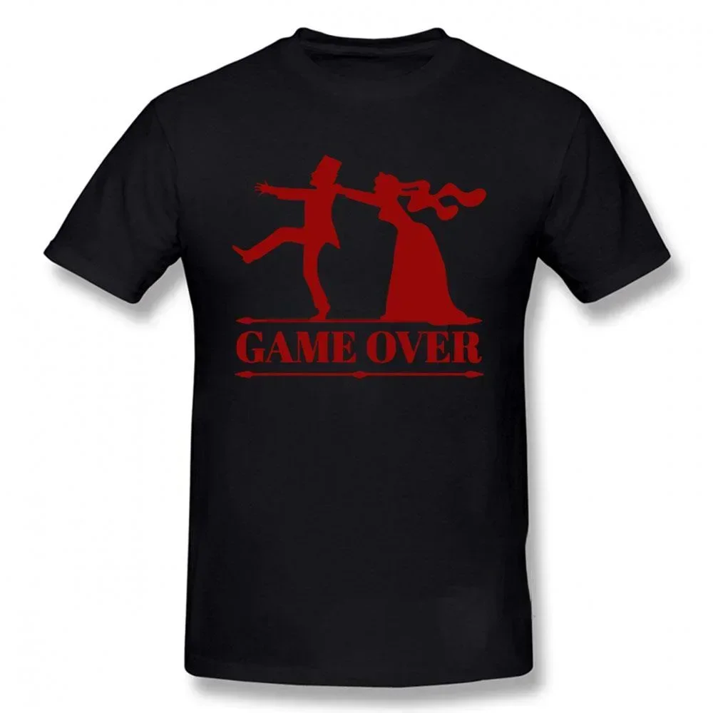 T-shirt de manga curta para homens, camisa de manga curta, game over bride, noivo, bachelorette party, engraçado, algodão, tops, 2021