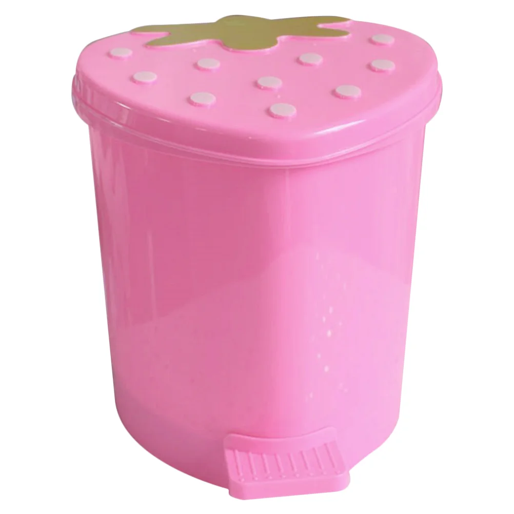 

Strawberry Trash Can Small Containers Rubbish Bin Wastebasket Home Bedside Plastic Cartoon Shaped Desktop Office Convenient