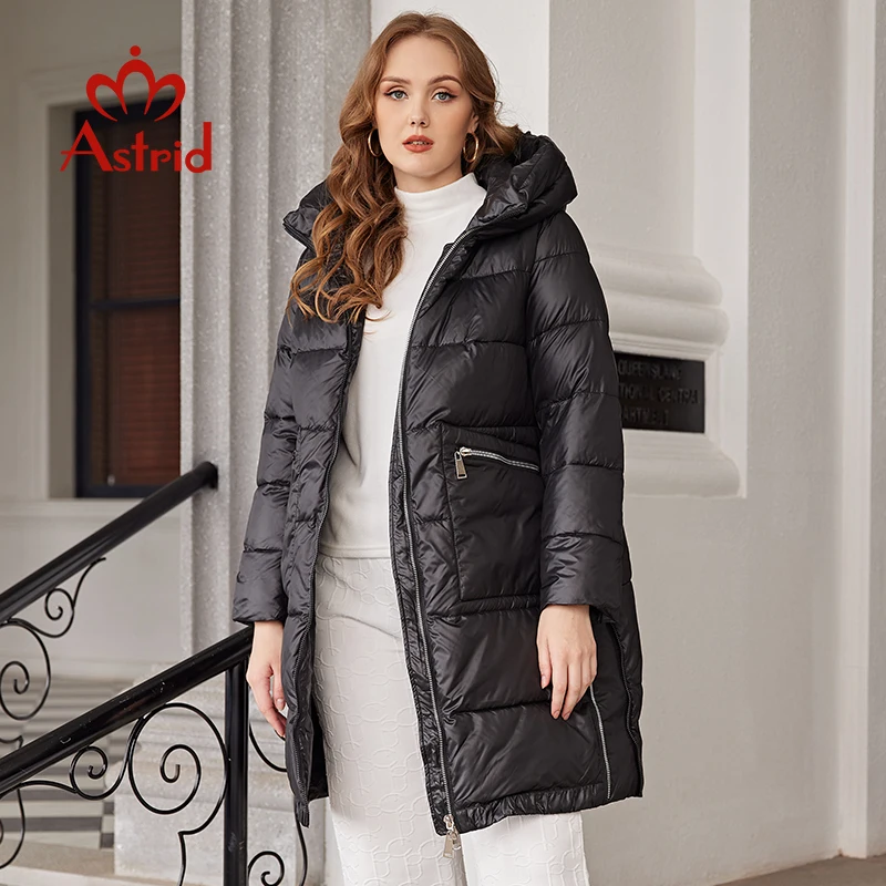 Astrid Winter Jacket Women 2022 Coat Long Oversized Fashion Stitching Hooded Female Clothing Zipper Slit Thick Women's Parka