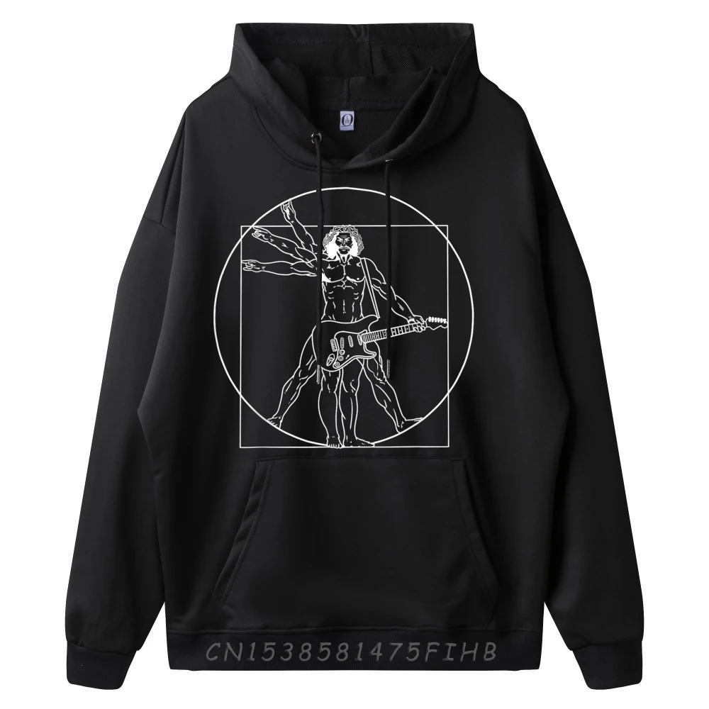 Guitar Da Vinci Vitruvian Man Guitar Player Musicians Funny Sweatshirts Hoodie Father's Day Pullover