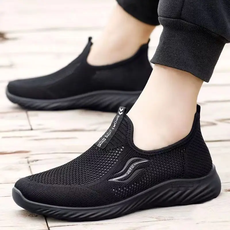 New Men's Summer Mesh Slip-On Casual Sports Shoes  Soft Sole Non Slip Breathable Light  Walking Shoes Elderly Shoes