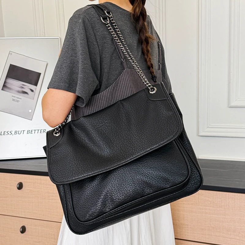 Large Capacity Women PU Leather Chain Shoulder Bag High Quality Ladies Handbags Messenger Bags for Women Casual Female Tote Bag