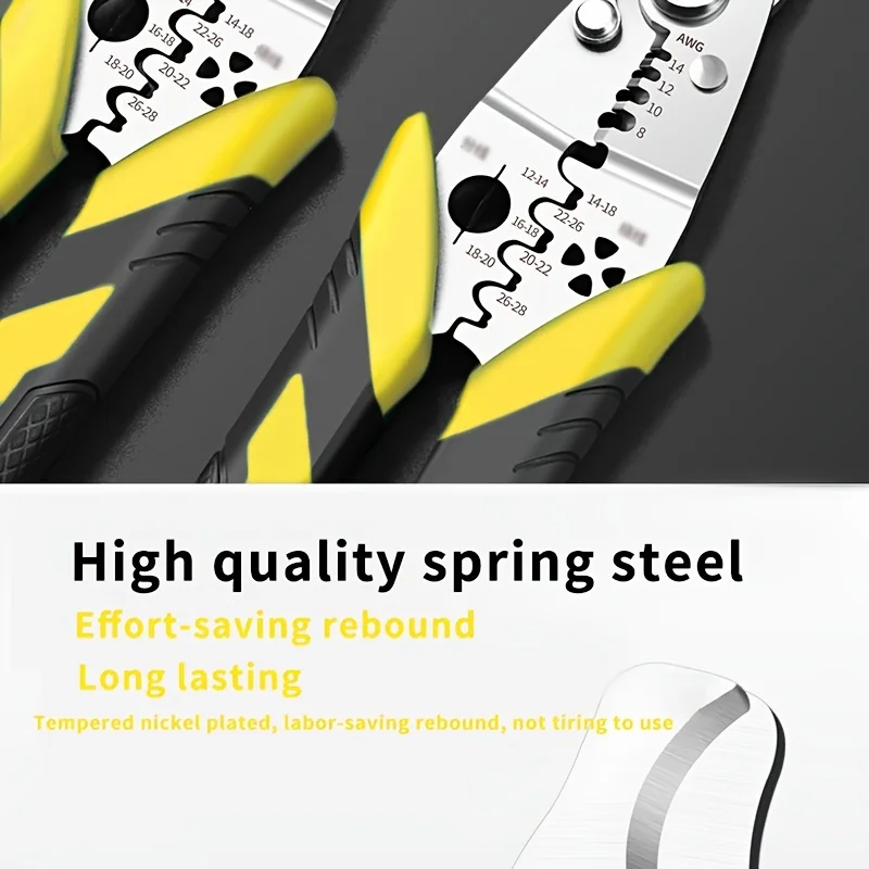 Multifunctional Wire Stripper And Cable Cutter, Suitable For Electrical Work, Household Use, Industrial Factories, Etc.