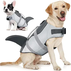 Pet Safety Life Jacket Anti-crack Dog Life Jacket Shark Vest with Rescue Handle Safety Swimsuit