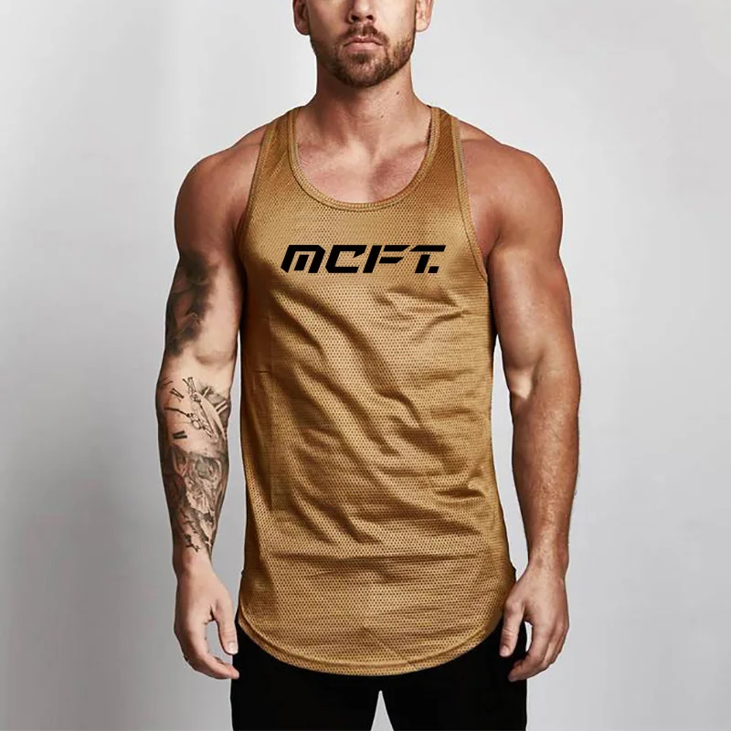 Breathable Lightweight Running Fitness Vests Men Mesh Polyester Gym Bodybuilding Tanks Quick Summer Workout Singlet Pumping iron