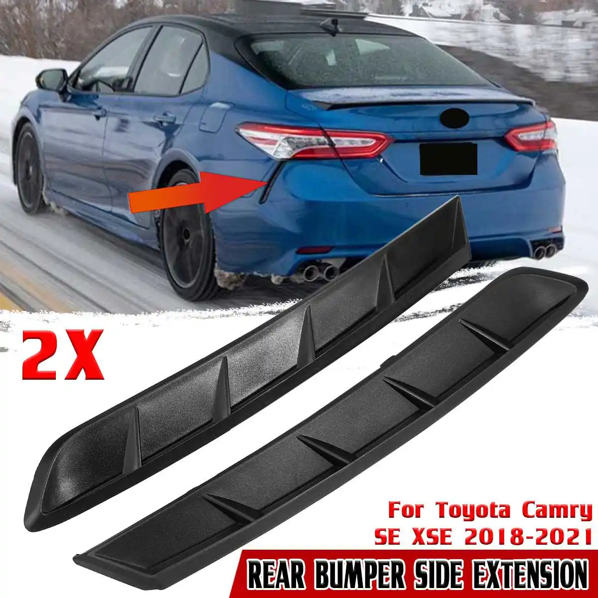 High Quality 2x Car Rear Bumper Taillight Decorative Strip Tail Light Side Extension Trim For Toyota For Camry SE XSE 2018-2021