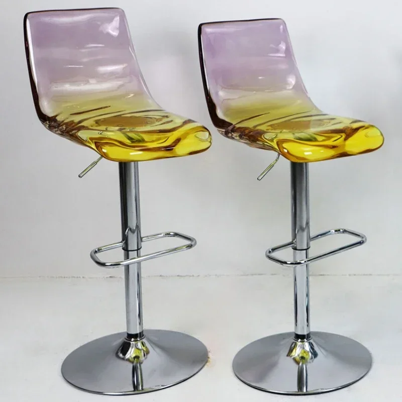 

Modern Minimalist And Luxurious Backrest Bar Counter Chair, Transparent Crystal Resin Designer Style Taburete Alto Furniture