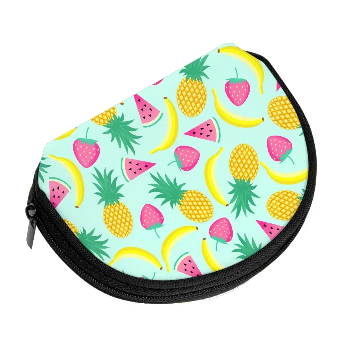 Pineapple 3D Printing Coin Purse Ladies Shopping Portable Silver  Bag Travel Mini Credit Card ID   Gift