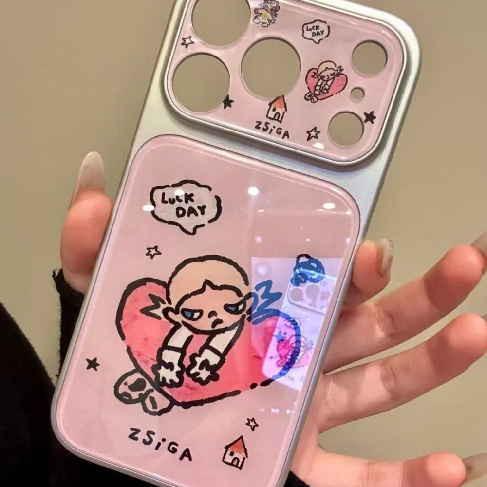 Luxury Acrylic Girl's Love Pattern Phone Case Back Cover Suitable for IPhone 17 16 Pro 15 14 13 Plus Shockproof Gift for Girls