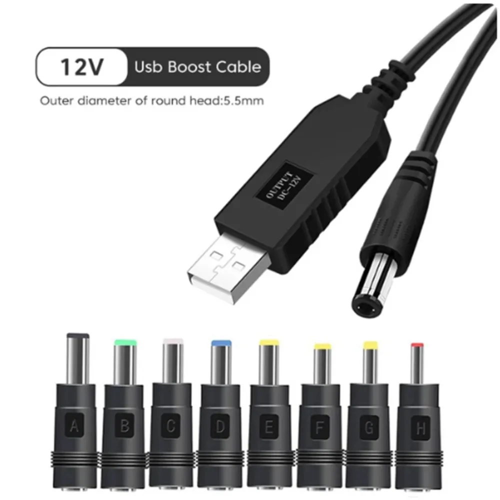 كابل تعزيز 12 فولت - كابل تحويل USB 5 فولت إلى 12 فولت/9 فولت، سلك طاقة USB إلى تيار مستمر لأجهزة التوجيه. لإمدادات الطاقة للجهاز،