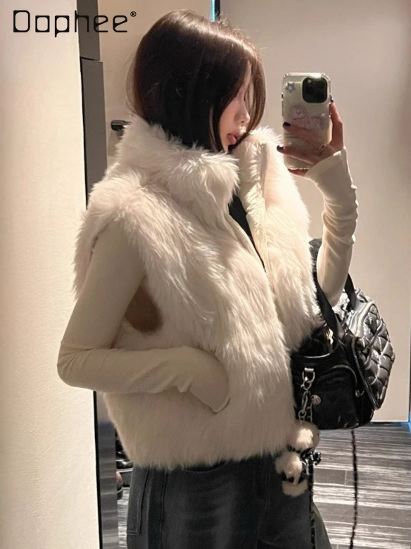 

Двусторонняя меховая хлопковая куртка для женщин, осенне-зимняя новинка, корейский изящный жилет без рукавов, высококачественные экологически чистые меховые жилеты