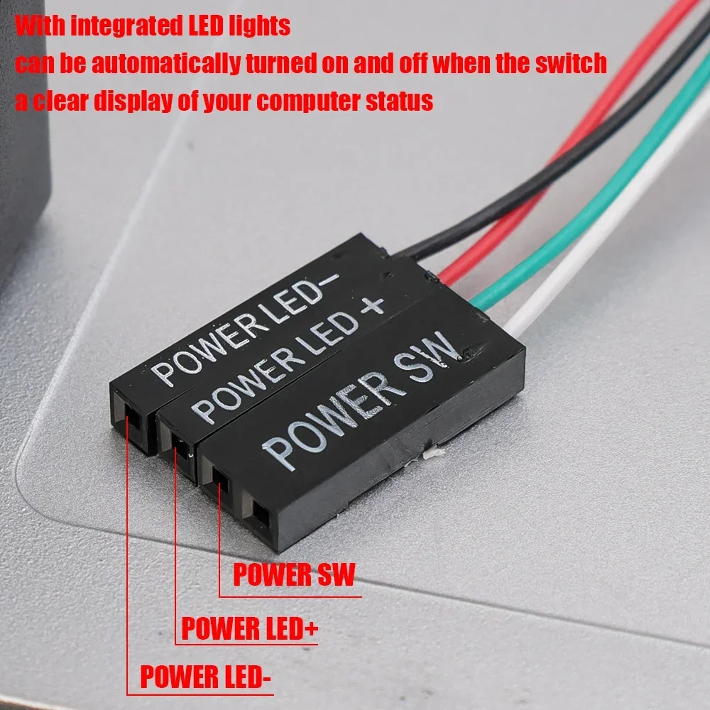 1.8m LED Lights Computer Desktop Switch PC Motherboard External Start ON OFF Power Button Extension Cable Home Office Supplies