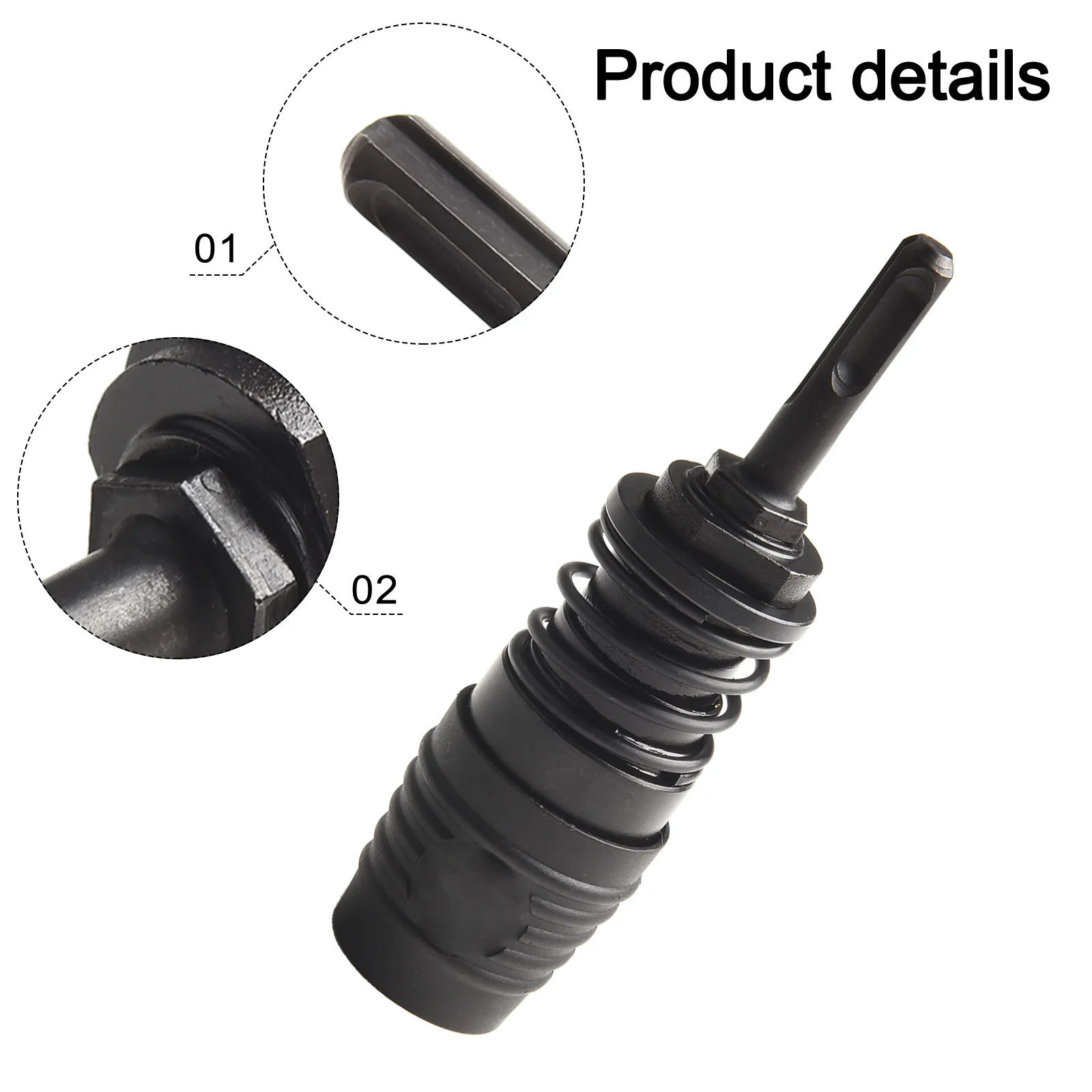 Concrete Slabs Hammer Drill Adapter Hammer Drill Accessory Strong And Effective 1/2 X 20 UNF Thread Black Color