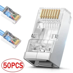 Connecteur blindé RJ45 CAT7 CAT6 CATinspectés, prise modulaire, extrémité de câble Ethernet plaqué or 8P8C CriAJEnd