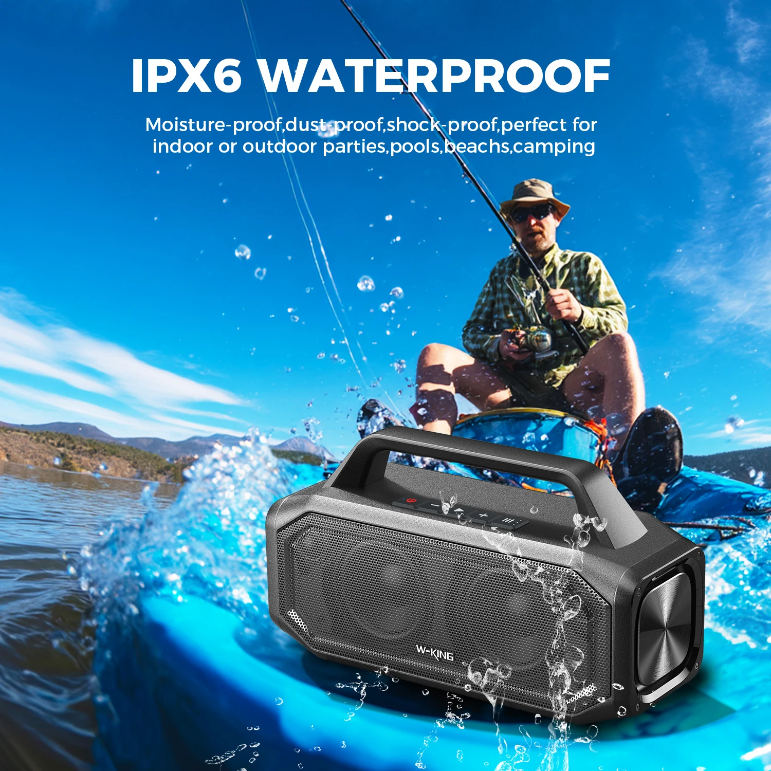 BT261 Portable Bluetooth Speaker - 80W, IPX6 Waterproof, Bass Boost