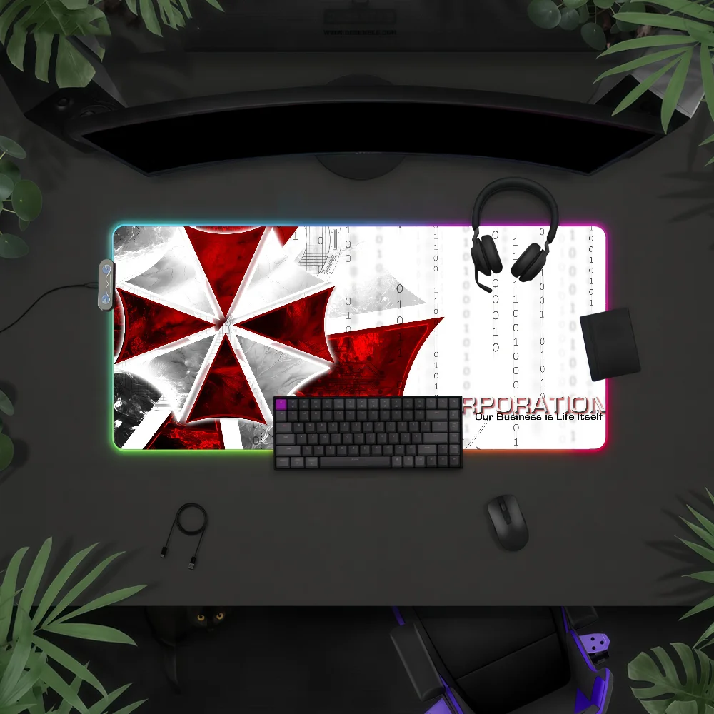 

Игровой коврик для мыши R-Resident Evil, водонепроницаемый, с RGB LED-подсветкой, красочный, для игровой клавиатуры, нескользящий, настольный коврик