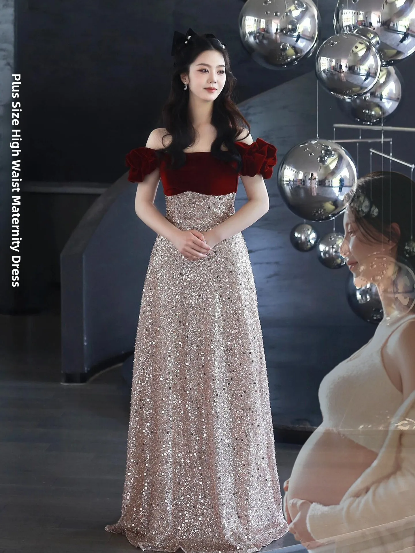 

Beorliorn Sequin Bridal ower Dr One oulder Host Ele High Waist Long Evening Gown for Wedding Par Performance