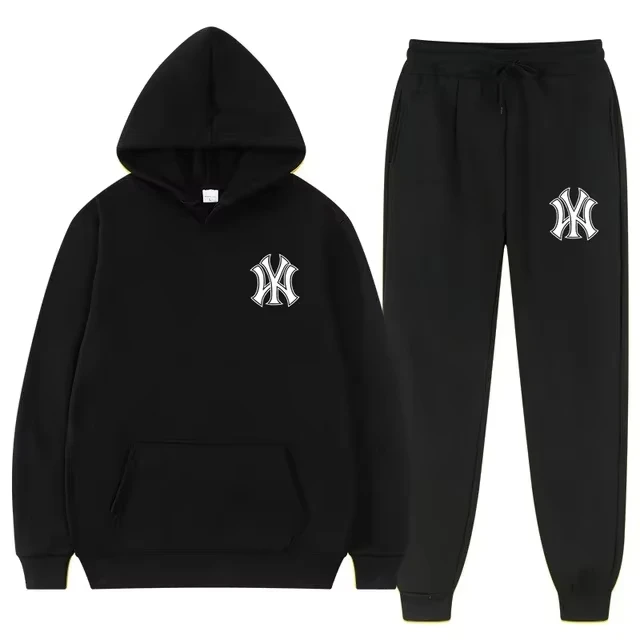 Conjunto de 2 Piezas de Chándal con Capucha de Forro Polar Estampado 2025 para Mujer, Conjunto Casual Urbano a Juego