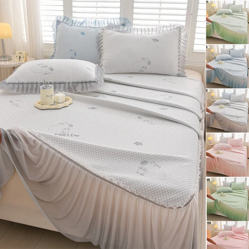 

Cooling Feeling Dotted Texture Ice Silk Bedding Set New Arrivals Summer Mattress Pad Cover Sheet Breathable Home Textile SoftMat