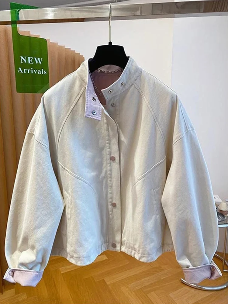 

Корейская универсальная джинсовая куртка для женщин, весенне-осенняя, модная, повседневная, маленьких размеров, универсальная верхняя одежда