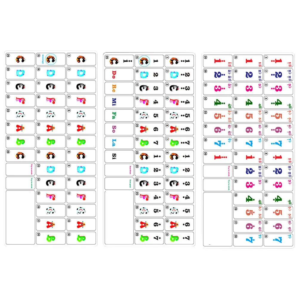 3Pcs 61 Keys Beginner Piano Keyboard Stickers Note Labels Strip Piano Learning Tool Electronic Keyboard Supplies