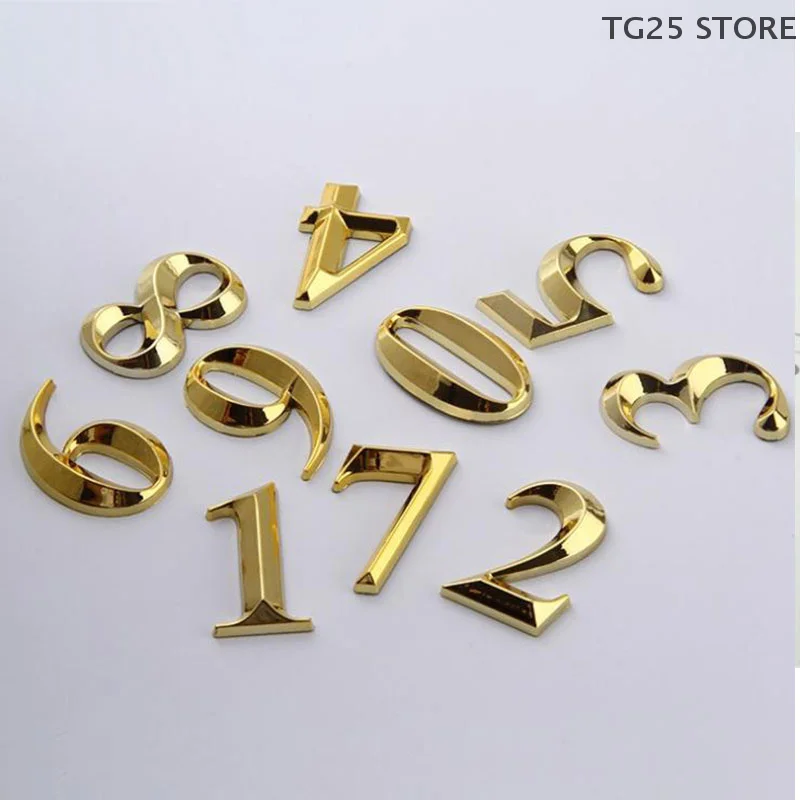 1Pcs 5cm Golden Sticker Height Home Address Door Label Gold Modern House Number