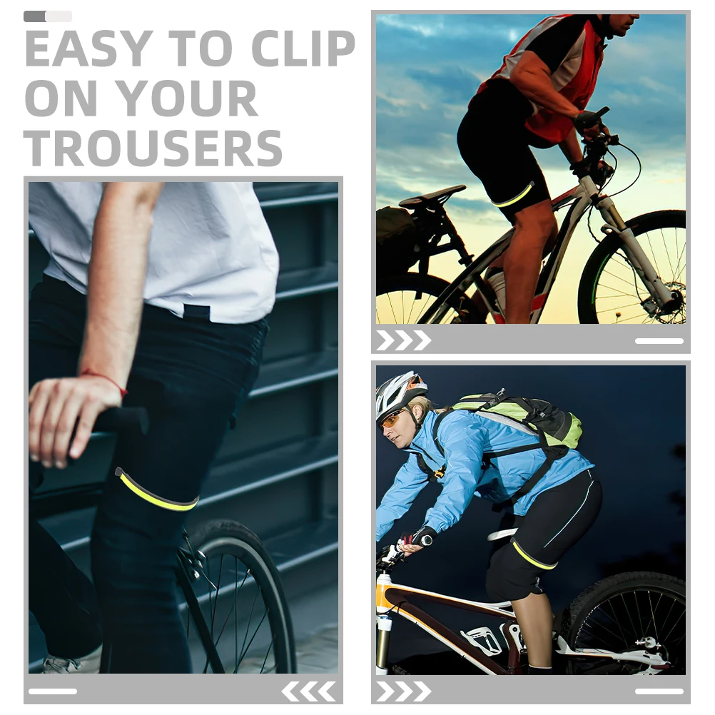 

4pcs Reflective Trouser Clips Night Bike Riding Accessories Elastic Leg Bands Durable Outdoor Sports Gear Removable for Cycling