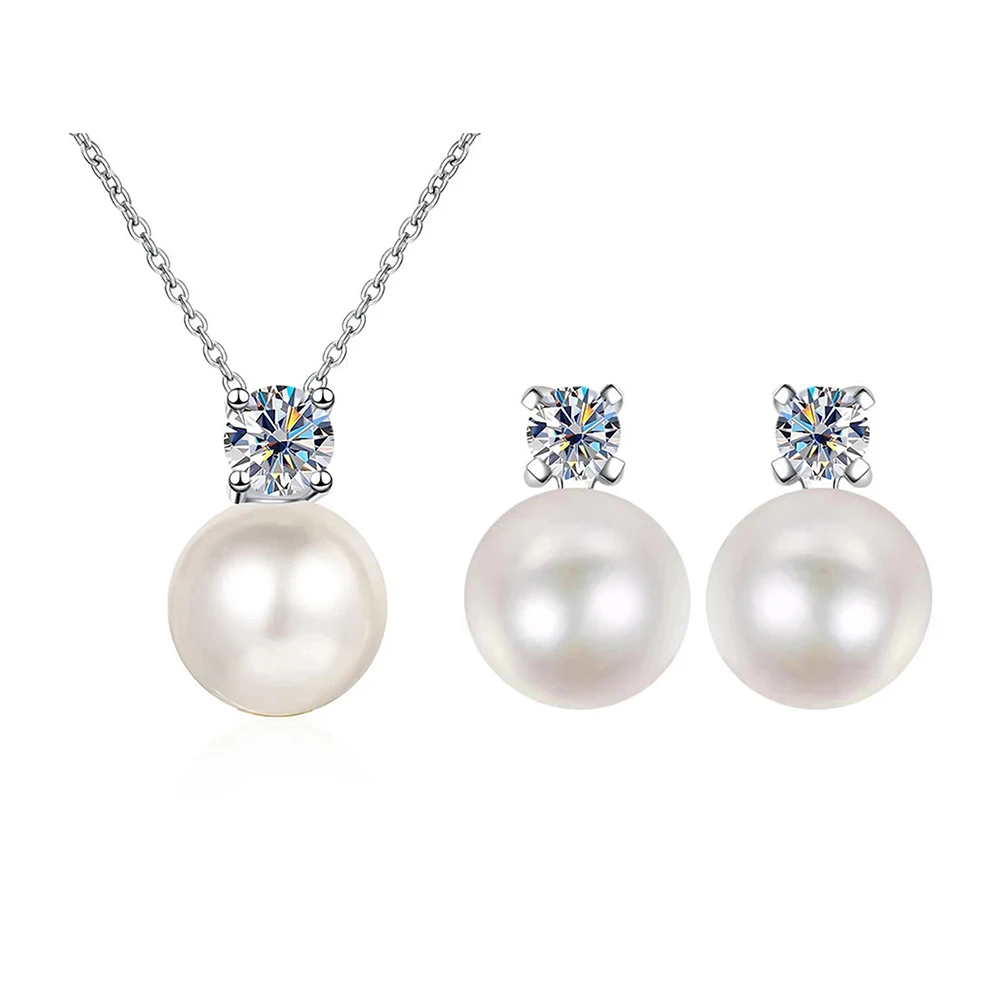 JoyceJelly Moissanite Jewelry Set with GRA Sterling Silver 925 Necklace Earrings Wedding Fine Jewerly Pass Dismond Tester
