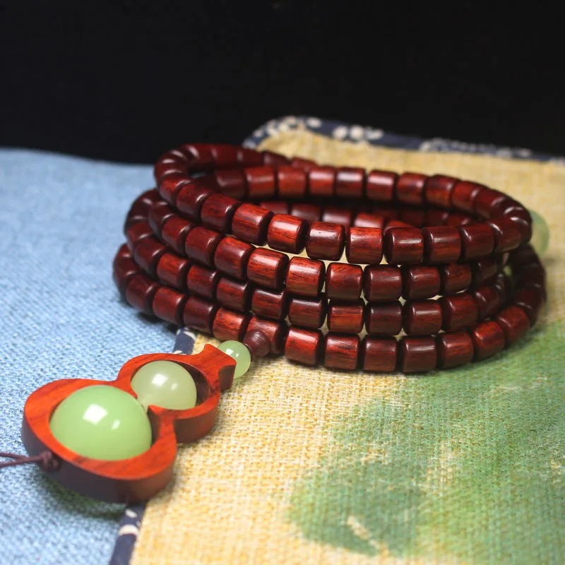 

Zambia Red Sandalwood Barrel Beads Bracelet Band Luminous Gourd 108Pterocarpus Santalinus PCs Beads Rosary Manufacturer Wholesal