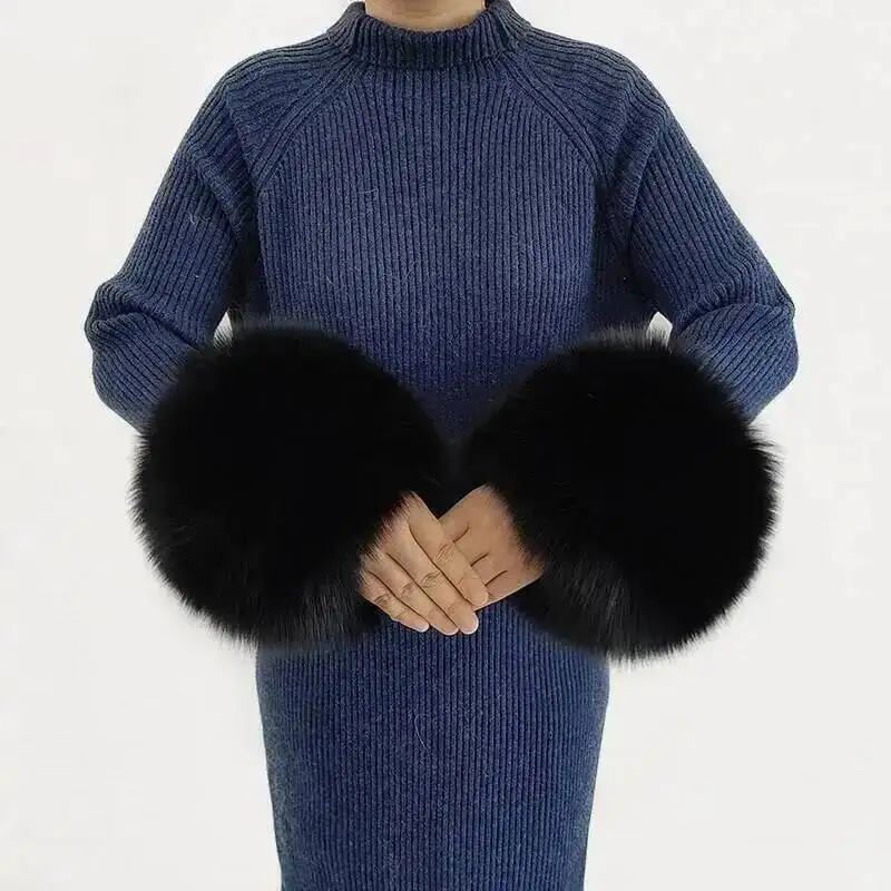 Winter Dames 100% Vossenbont Polsboeien Echte Vos Harige Polsband Pluizig Bont Armband Arm Warmte Accessoires Enkelwarmer