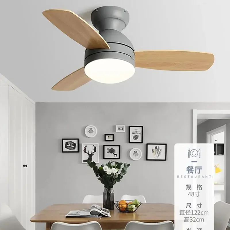 Smart Fan Light Ceiling Macarons 42 Inch Ceiling Fan Light Remote Control Children's Bedroom Restaurant Nordic Fans Lights 110V