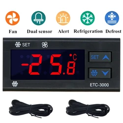 ETC-3000 mini digital temperature controller refrigerator thermostat controller thermostat dual NTC sensor 220V