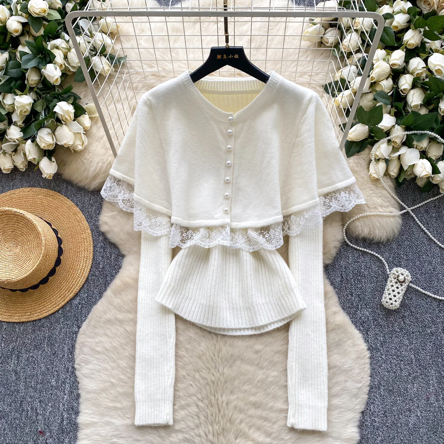 

Lady Elegant Luxury Senior Trendy Cape Cloak Women Winter Festival Birthday Office OL Formal Evening Party Tops Coat Knit Jacket