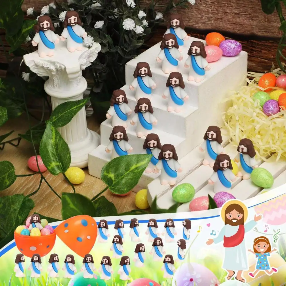 12/48Pcs Mini Jesus Figurine PVC Savior Jesus Figure Model Statue Sculpture Desktop Decor Easter Ornament Christmas Festival