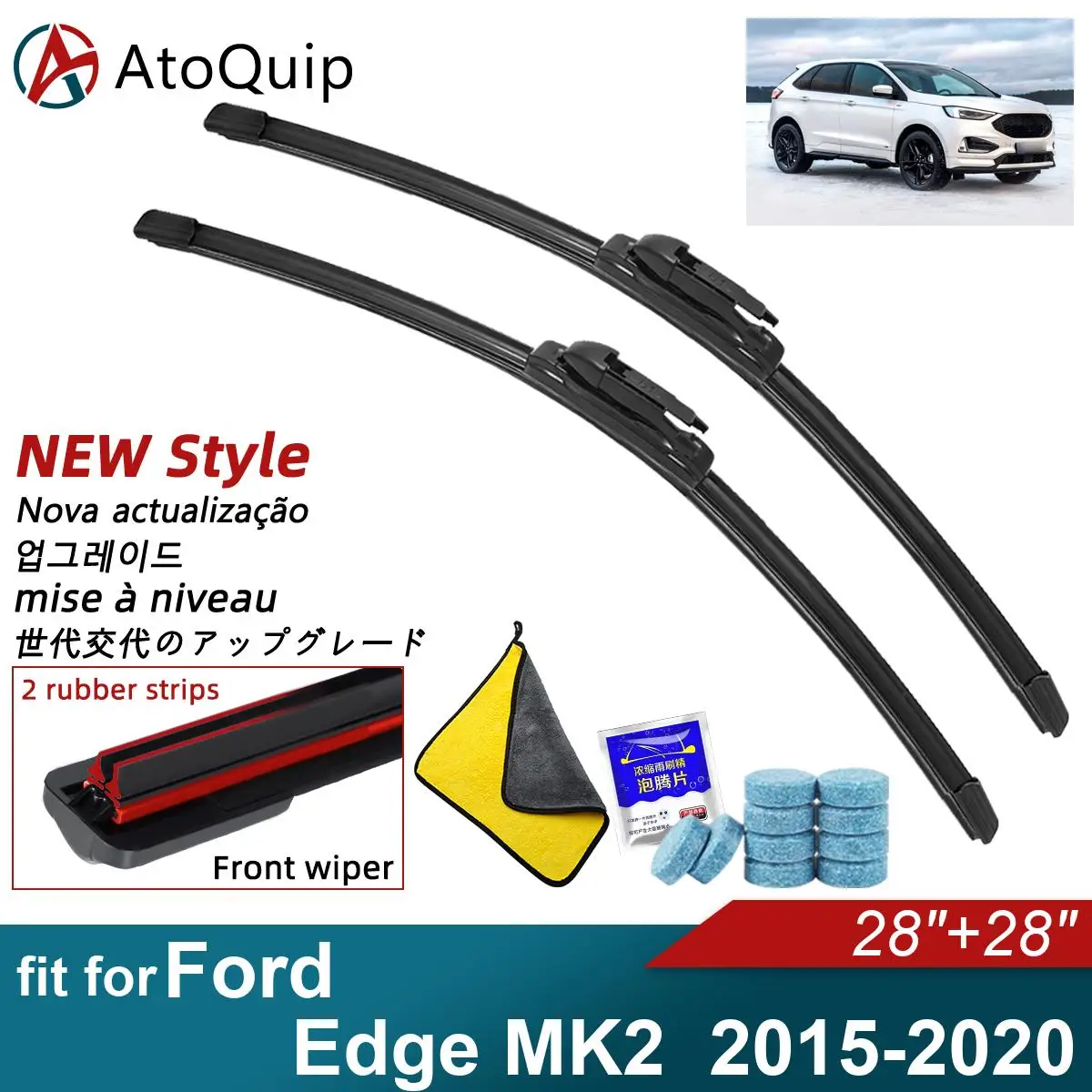

Двойные резиновые автомобильные дворники для Ford Edge MK2 2015-2020 годов, стеклоочистители для переднего и заднего стекла, автомобильные аксессуары