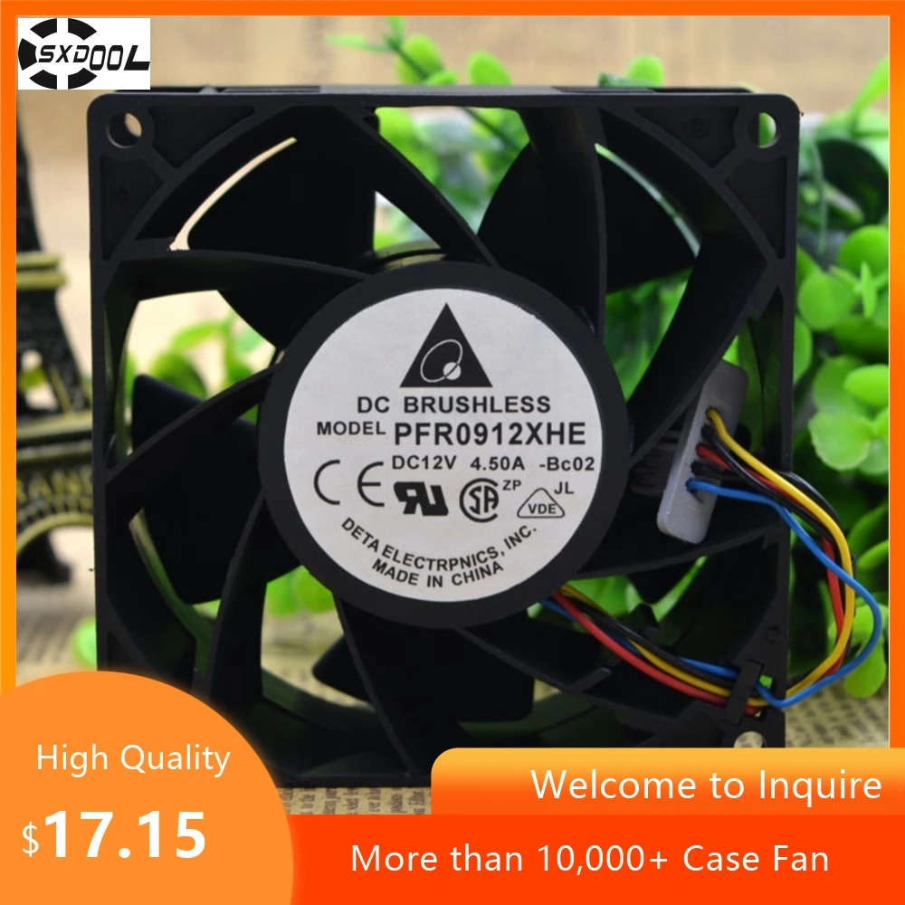 For Delta PFR0912XHE 9CM 12V 4.5A Server Booster Cooling Fan, 9238 for High-Speed Cooling, Data Centers, Industrial Equipment