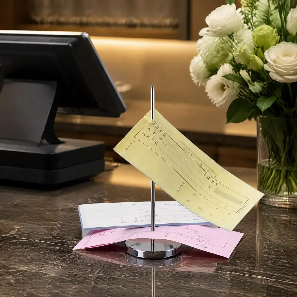 Receipt Spike for Desk Metal Receipt Holder Spike Desktop Clip Organizer Durable Bill Memo Stand for Restaurants Offices Paper