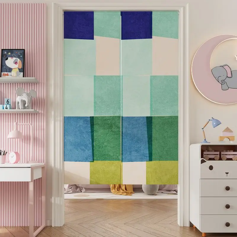 VIKAMA Japanese Color Block Star Fish Noren Doorway Curtain Room Divider Privacy Tapestry for Kids Bedroom Playful Decor