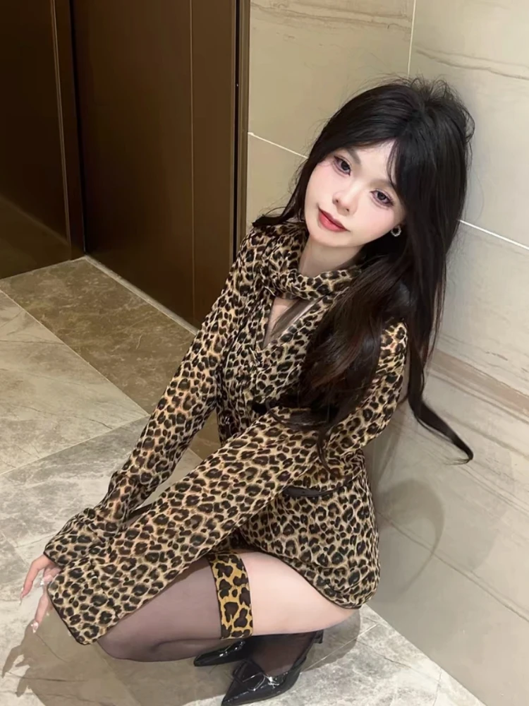 Leopard Shirt Women Slim Fit Sexy Korean Style Design Y2k Spring Vintage All-match Breathable Fashion Females Streetwear Chic - Image 2