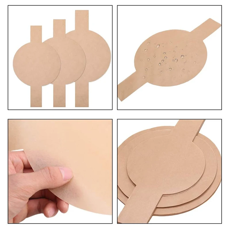 AT29-100Pcs Precut Circle Cake Pan Liners Round Non-Stick Parchment Paper With Lift Tabs For Baking Brown