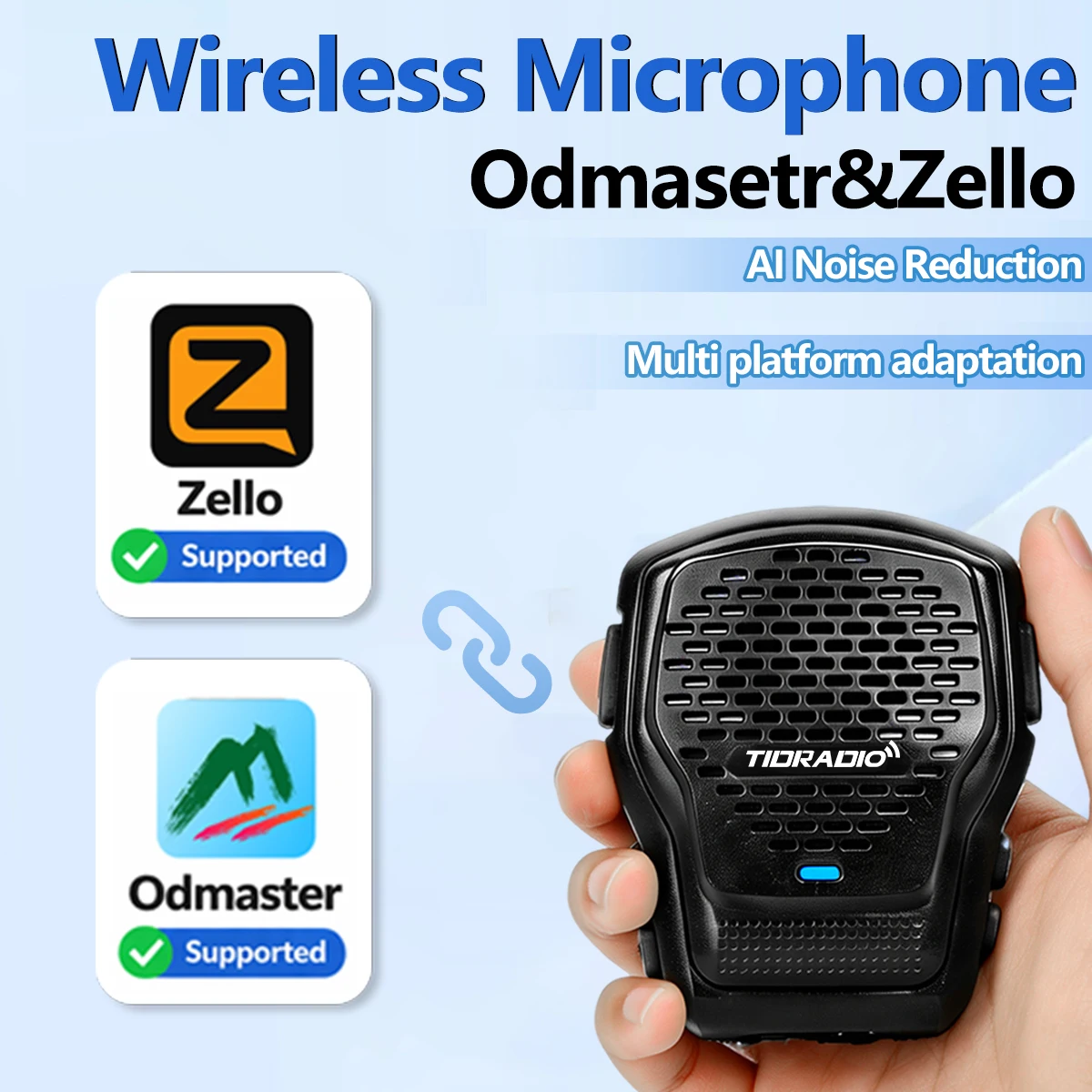 

TIDRADIO Q2-L Wireless Speaker Mic & Adapter for Walkie Talkie, Radio & Two Way Radio, Support Zello Odmaster App Programming