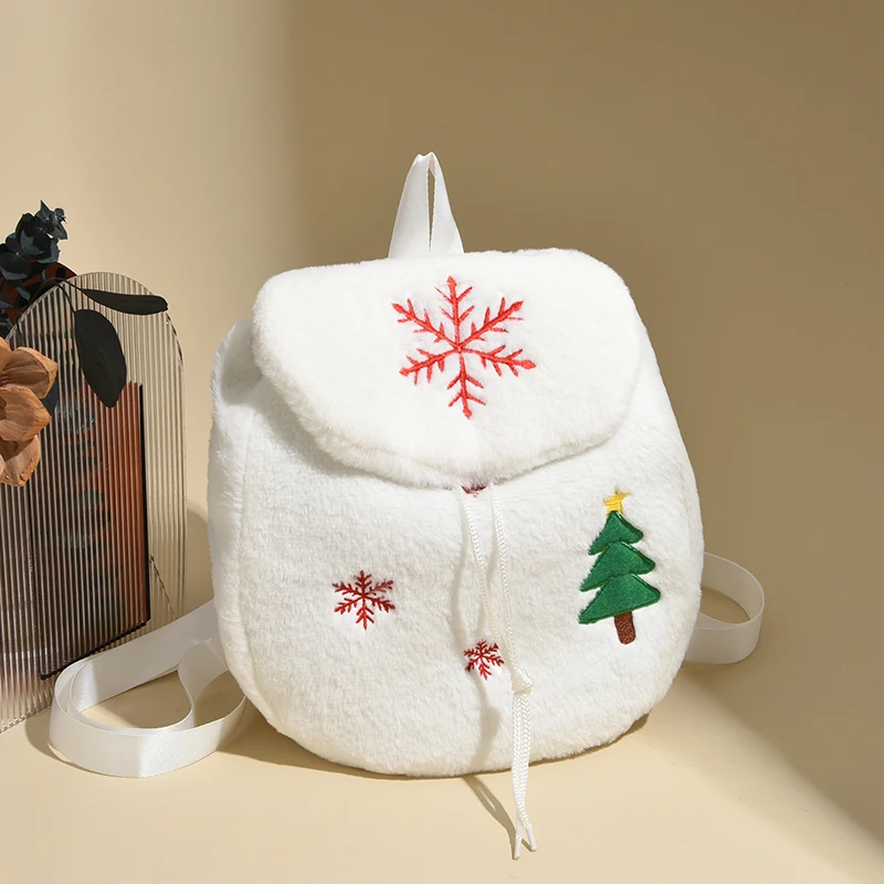 2025 Winter New Soft Backpacks Cotton Solid Color Embroidery String Cute Bags Student Commuting Mini Versatile Backpacks