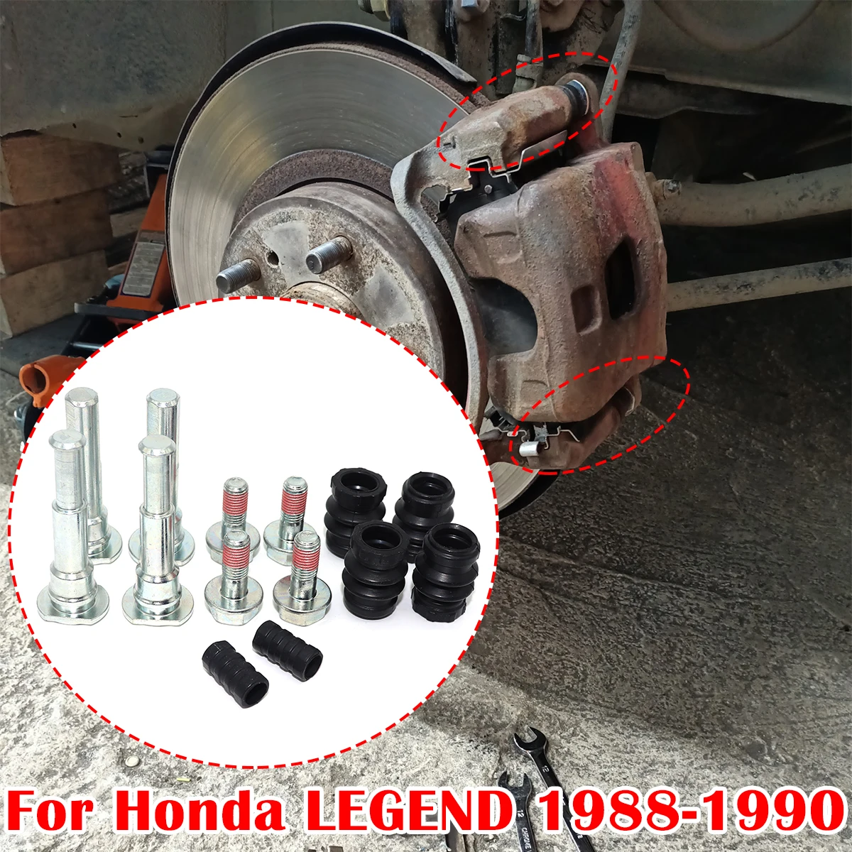 Front Left Right Brake Caliper Cylinder Slider Guide Pin For Disc Housing Bolts Rubber Bushing Boot For Honda LEGEND 1988-1990