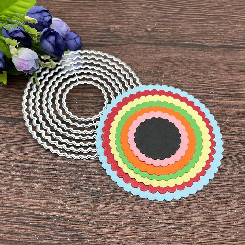 

7pcs wavy round Circle Basic Frames Metal Cutting Dies Stencils For DIY Scrapbooking Decorative Embossing Handcraft Template