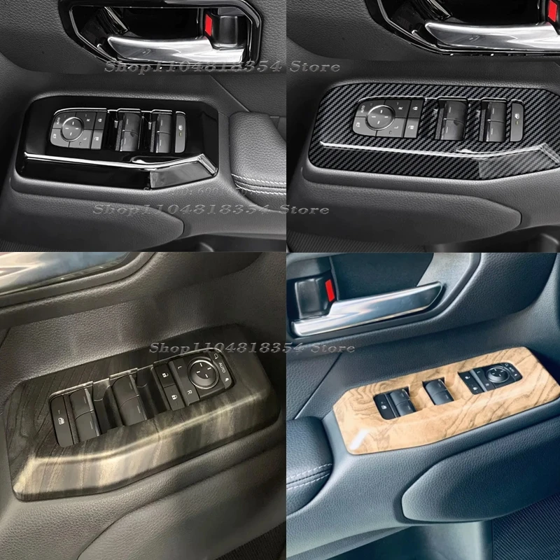 LHD RHD For Toyota Land Cruiser 250 Prado LC250 2024 2025 ABS Carbon Fiber Texture Window Lift Control Switch Panel Cover Trim