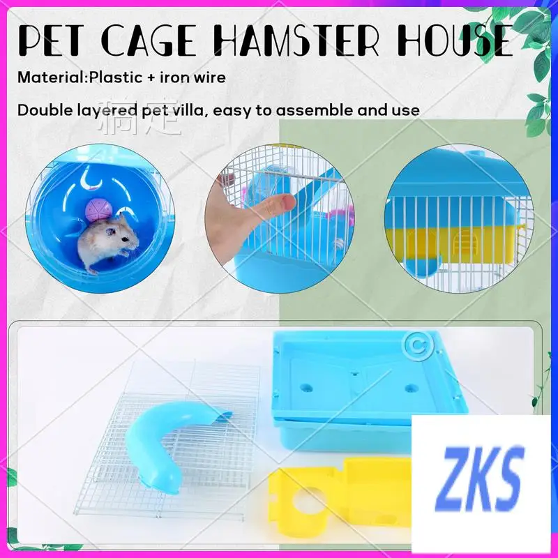 

ZZ-Pet Cage Hamster Cottage With Transparent Skylight Double Layer House For Hamster Golden Hamster Pet