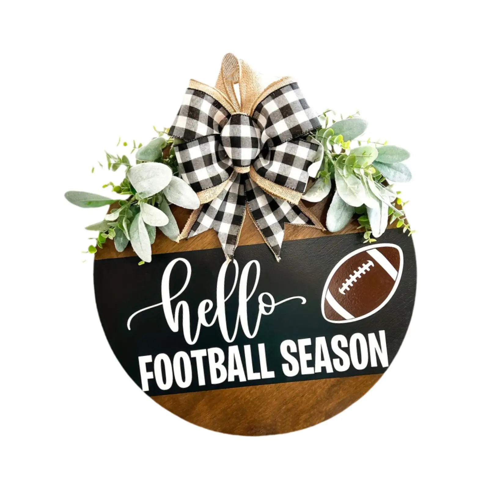 Rustic Hanging Wooden Plaque Football Season Theme Welcome Door Sign Exterior Entrance Decoration for Home