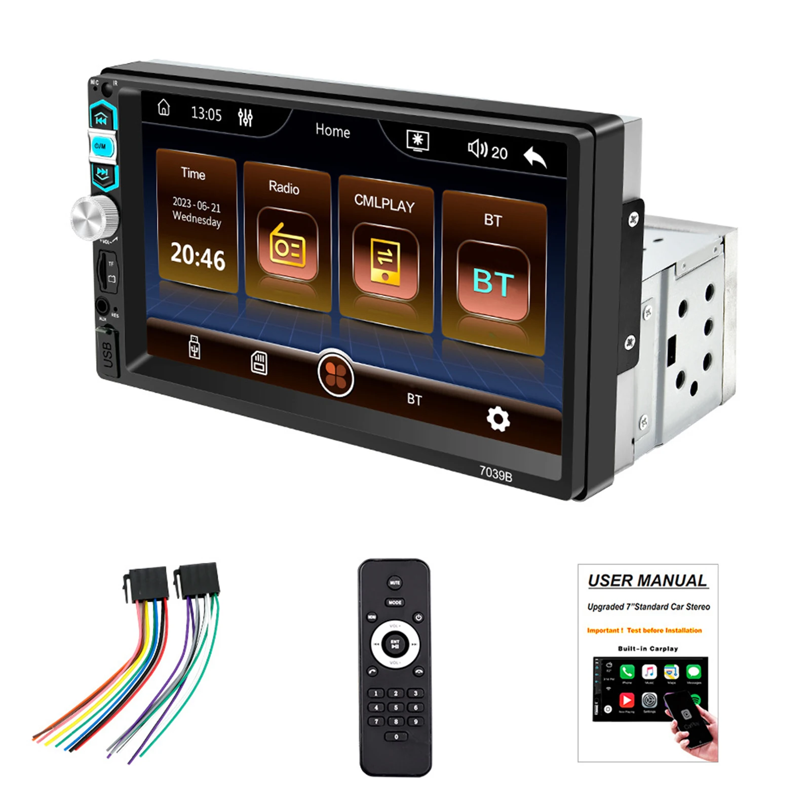 

Black HD Touch Screen Car MP5 Player With FM Radio Bluetooth 1 Mirror Link Plug And Play